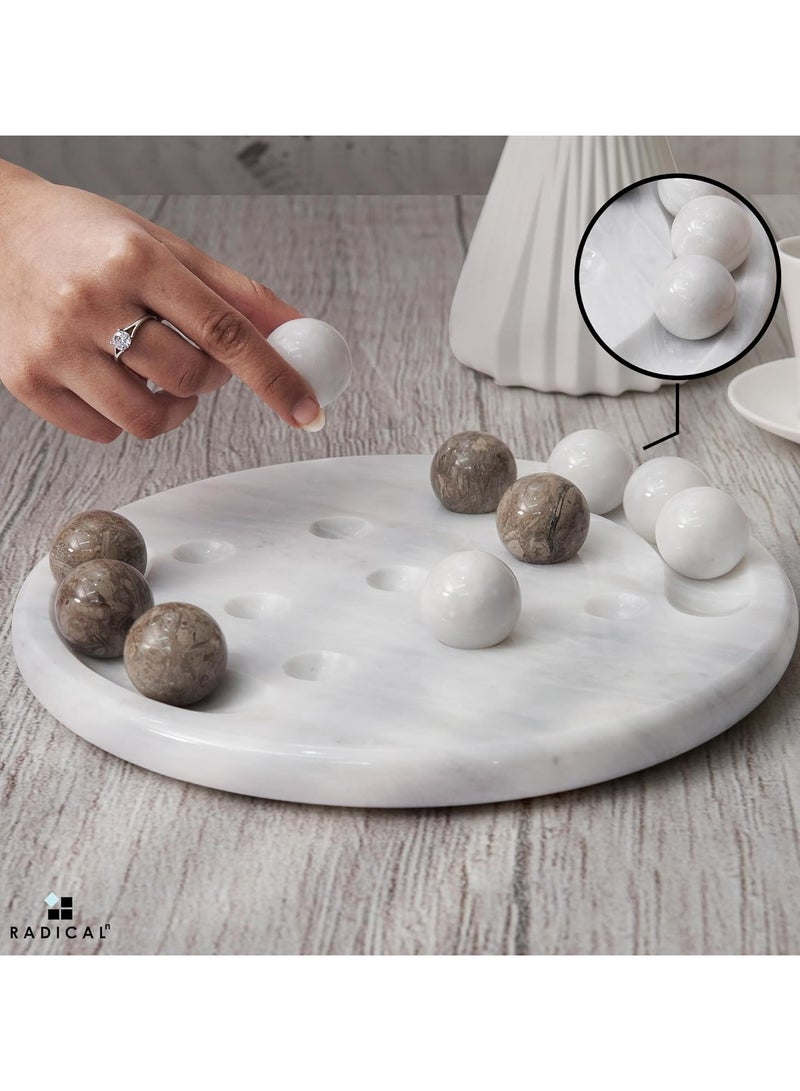 Marble Tic Tac Toe Game White & Oceanic 10