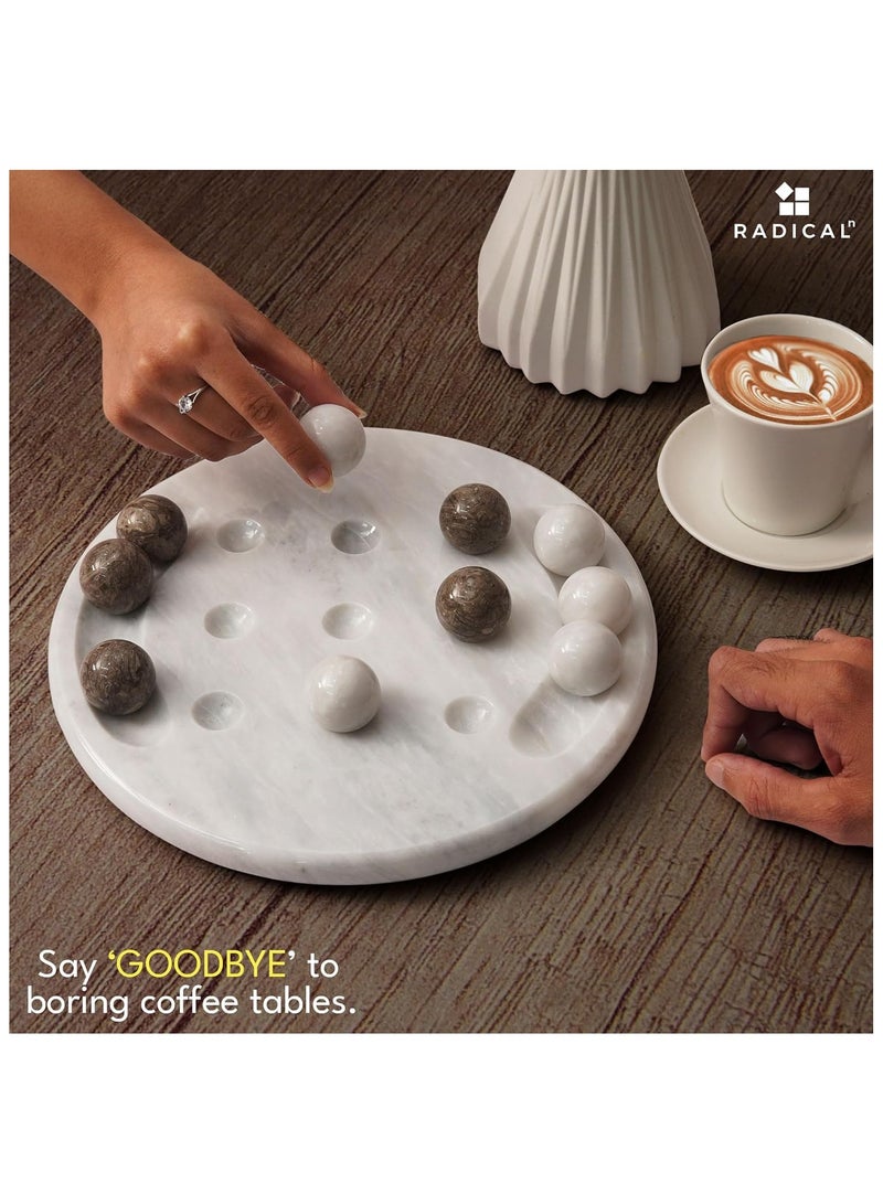 Marble Tic Tac Toe Game White & Oceanic 10