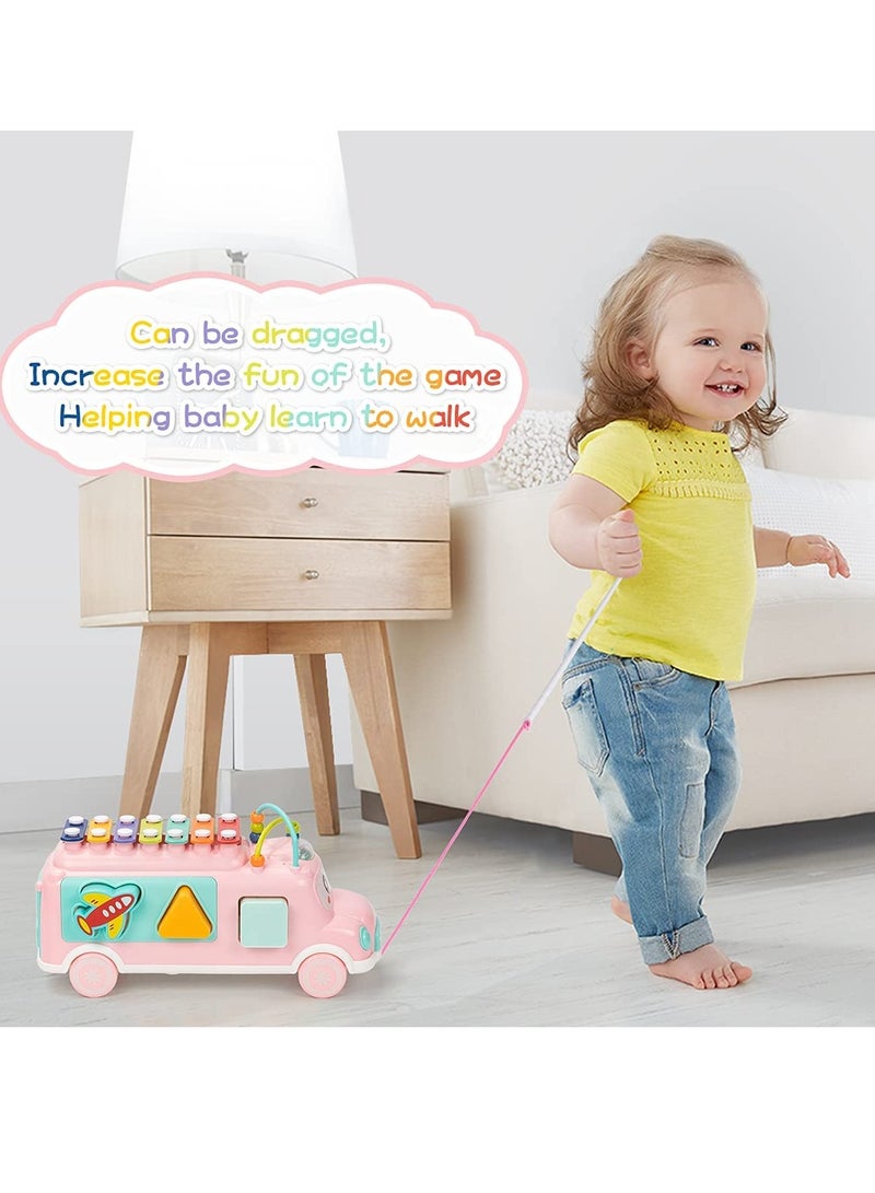 Baby Toy 12 18 Months, Music Bus Xylophone for Kids Toy, Baby Toys for 1 Year Old Boys and Girls with Building Blocks, Musical Toys for Toddlers 1 3, Early Educational Toys for Toddlers Gift