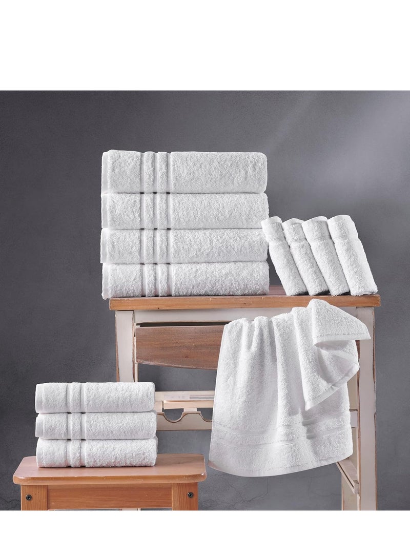 White Bath Towels 4-Pack - 27x54 Inches Soft Lightweight and Highly Absorbent Quick Drying Towels, Premium Quality Perfect for Daily Use 100% WHITE