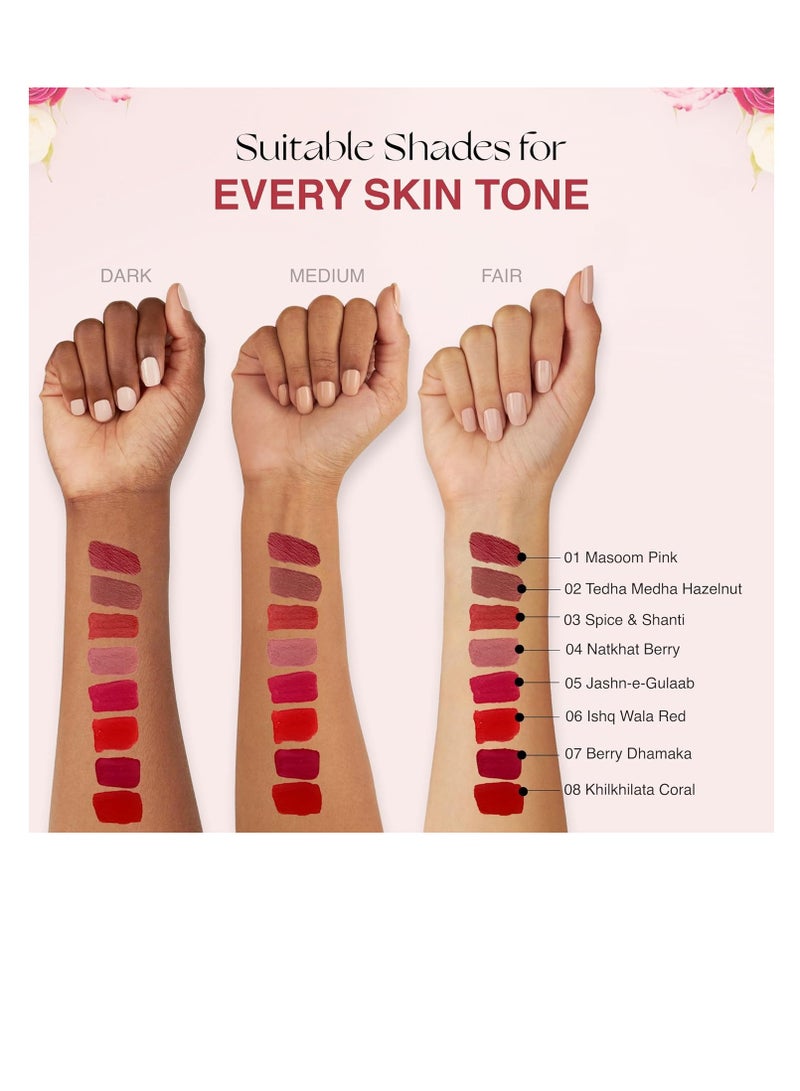 Nourish Mantra’s Masoom Pink Lipstick  3.5ml Creamy Matte Liquid Lipstick with SPF Water Proof Smudge Proof Transfer Proof Long Lasting Suits All Skin Tones