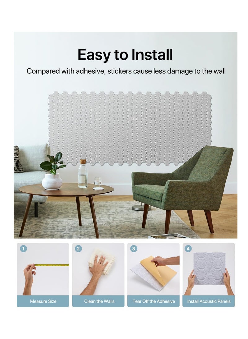 Soundproof Wall Panels, Self Adhesive Acoustic Wall Panels, High Density Sound Absorbing Panels, Acoustic Panels Noise Cancelling Wall Panels for Wall Decoration, Acoustic Treatment (12 Pack)