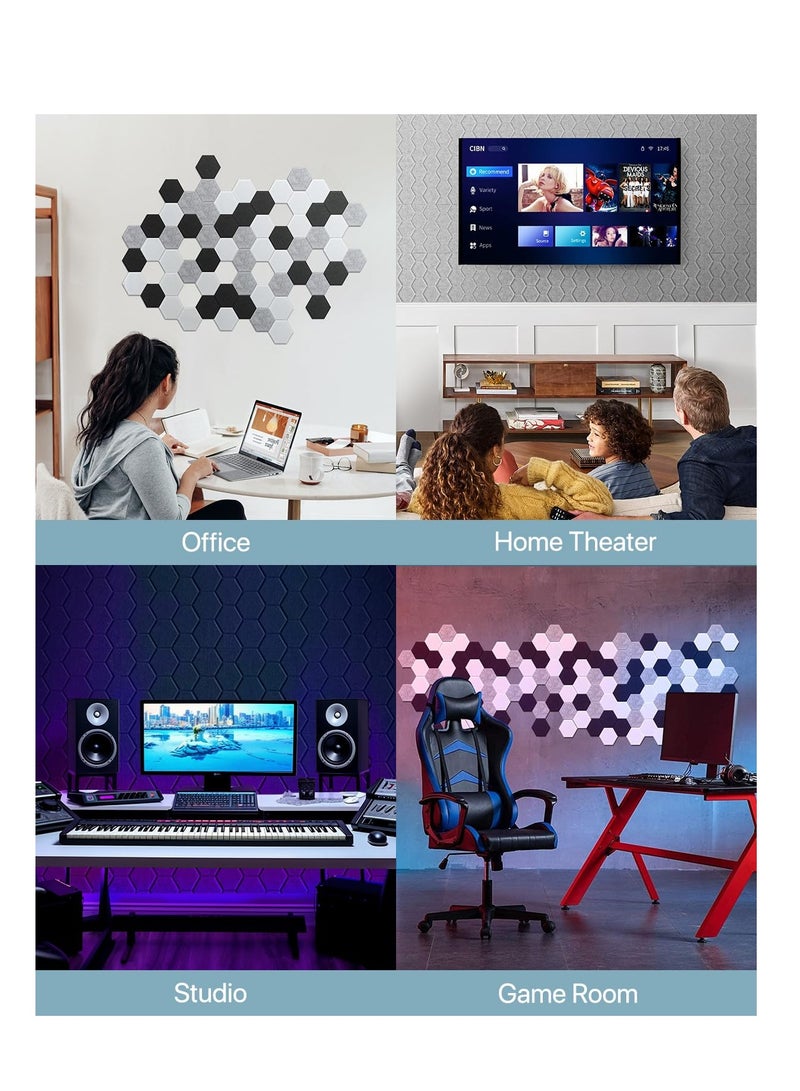 Soundproof Wall Panels, Self Adhesive Acoustic Wall Panels, High Density Sound Absorbing Panels, Acoustic Panels Noise Cancelling Wall Panels for Wall Decoration, Acoustic Treatment (12 Pack)