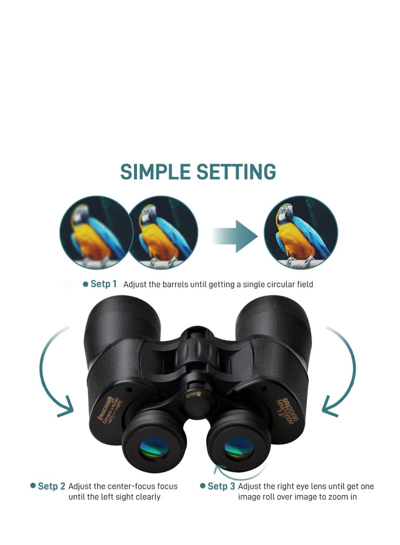 20x50 HD Binoculars for Adults High Powered Professional Waterproof/Compact Binoculars Durable & Clear BAK4 Prism FMC Lens,Bird Watching Binoculars for Adults Outdoor Sports Travel Hunting