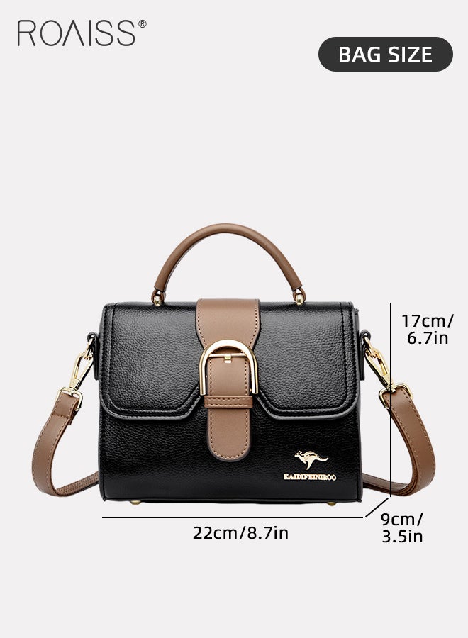 PU Leather Crossbody Bag for Women Large Capacity Exquisite Sewing Thread Shoulder Bag Ladies Stylish Simple Handbag with Internal Zipper Bag and Quality Hardware Accessories