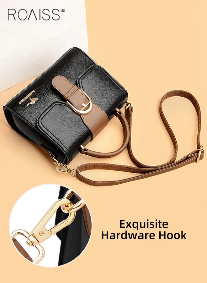 PU Leather Crossbody Bag for Women Large Capacity Exquisite Sewing Thread Shoulder Bag Ladies Stylish Simple Handbag with Internal Zipper Bag and Quality Hardware Accessories