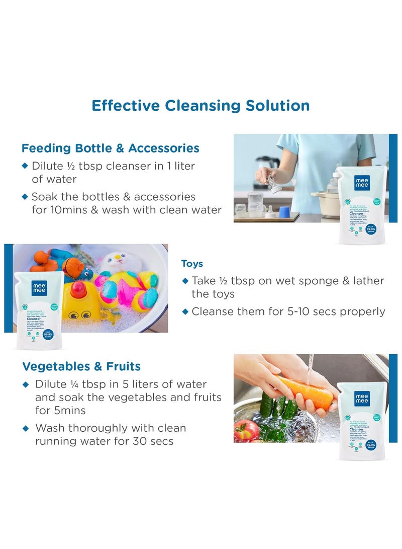 Mee Mee Anti Bacterial Baby Liquid Cleanser Kills 99.9% Germs Feeding Bottle Cleaner Liquid Bowls Toys Food Accessories 500 ml Refill Pack