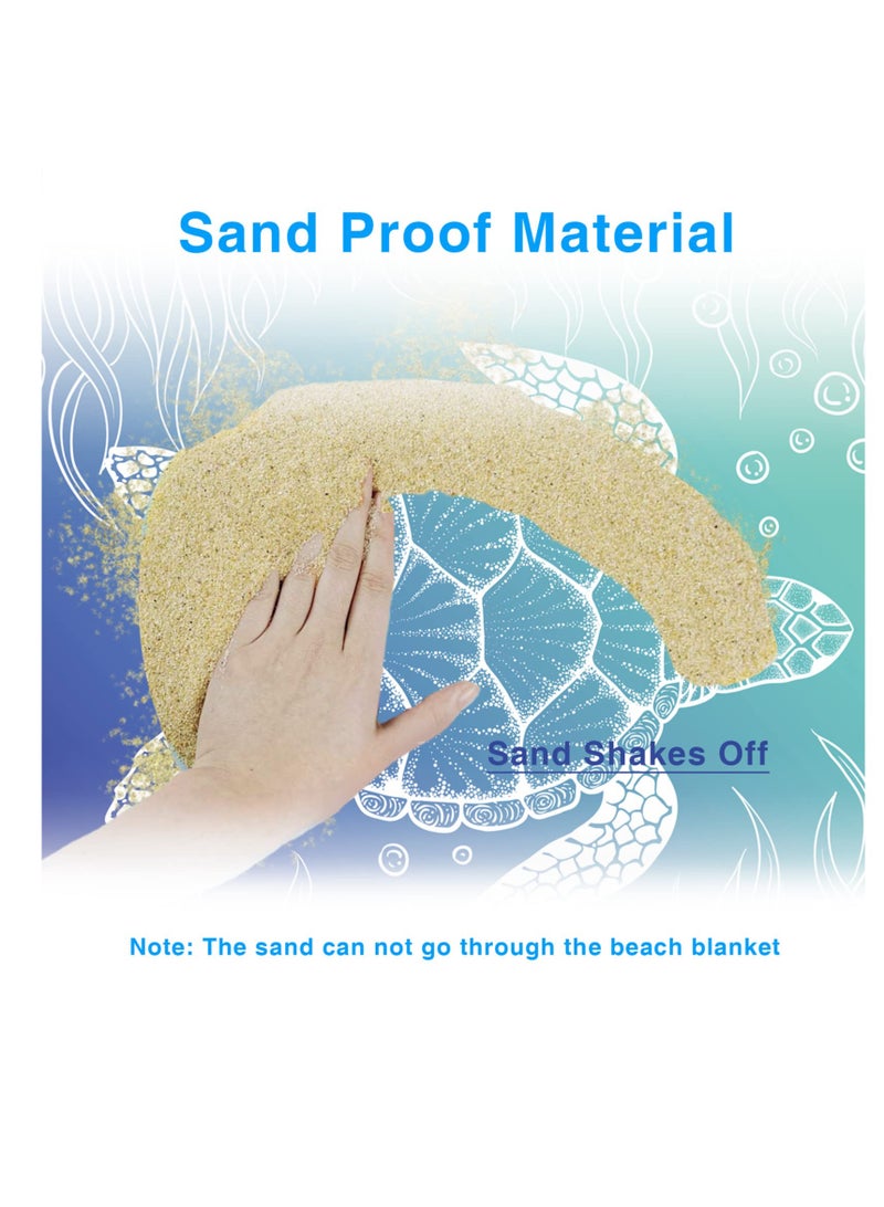 Beach Blanket, Portable Waterproof Sandproof Picnic Mat, Suitable for Beach Yoga, Outdoor Music Festival, Travel Camping Gifts with 4 Stakes & 4 Corner Pocket, Sea Turtle Design, 82
