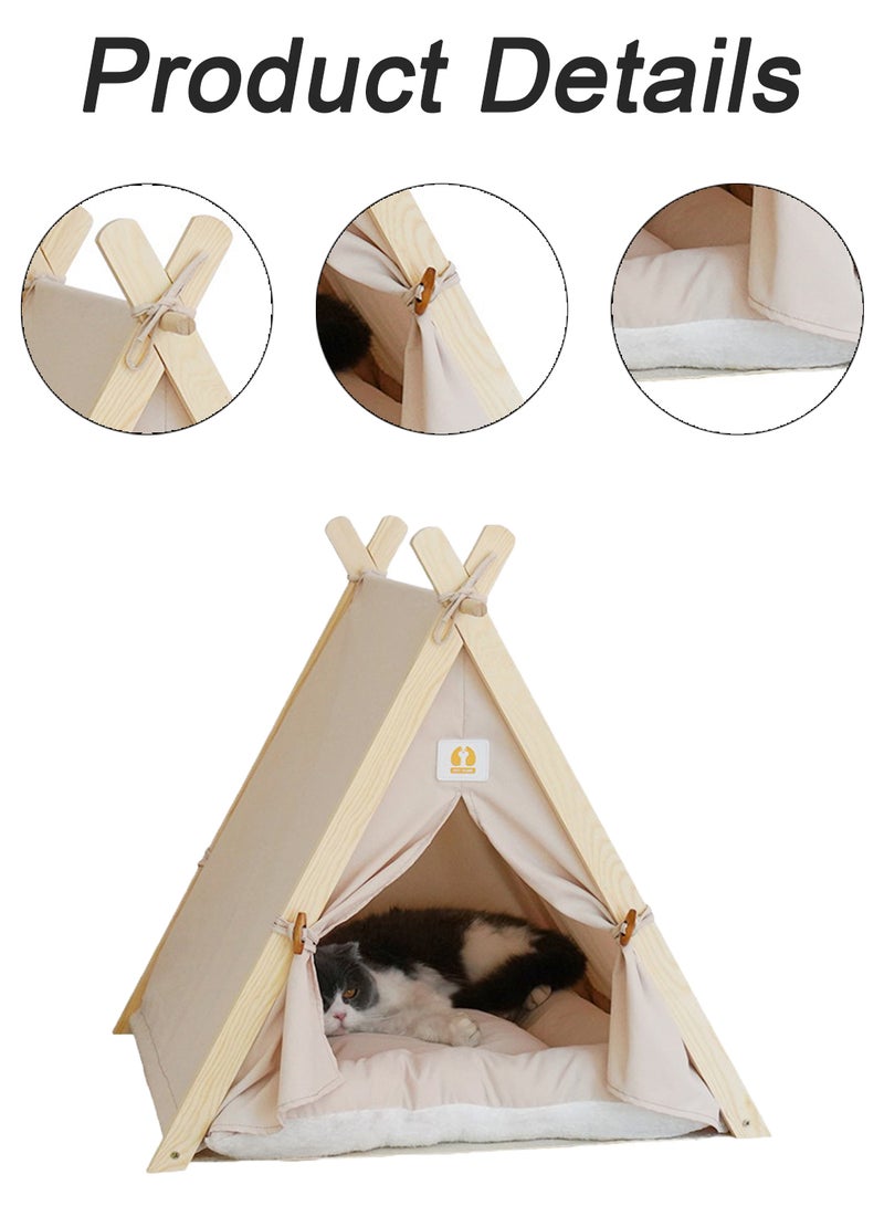 Portable Pet Tent Cat Tent Pet Folding Tents Large Cave Bed for Indoor Cats and Small Dogs with Soft Mat Tents for Outside Cats Houses Indoor Puppy House with Cushion Bed