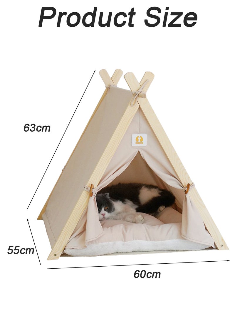 Portable Pet Tent Cat Tent Pet Folding Tents Large Cave Bed for Indoor Cats and Small Dogs with Soft Mat Tents for Outside Cats Houses Indoor Puppy House with Cushion Bed