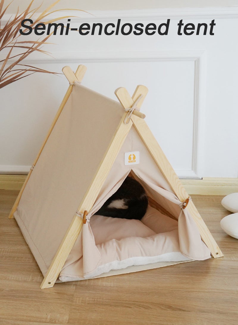 Portable Pet Tent Cat Tent Pet Folding Tents Large Cave Bed for Indoor Cats and Small Dogs with Soft Mat Tents for Outside Cats Houses Indoor Puppy House with Cushion Bed