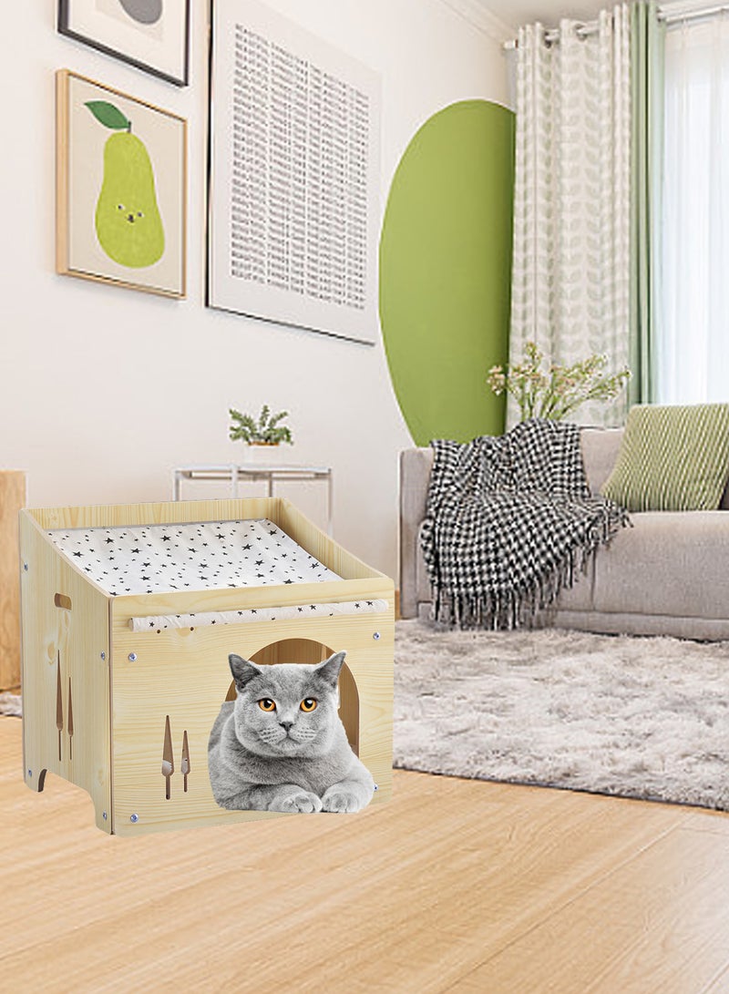 Wooden Pet House Cat Nest Universal Enclosed Cat House Hidden Cat Cave Cat Cage Cat Climbing Frame Cat Box Cabinet Cat Hideaway Wood Cabinet Indoor Pet House