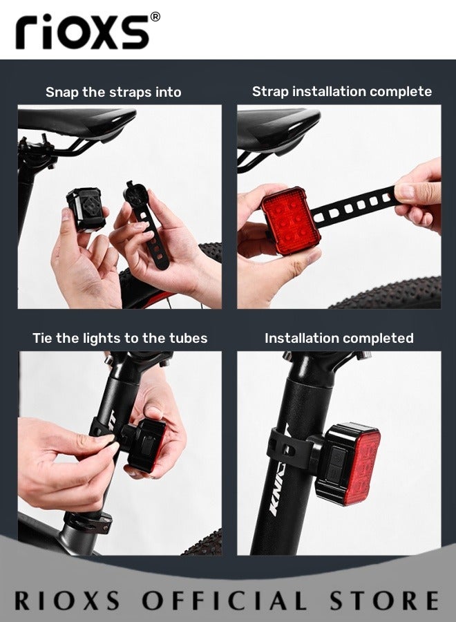 Bicycle Tail Light Set,Ultra Rechargeable Bright Bike Light,USB Charging Bicycle Tail Light,Smart Sensor Riding Light For Night Road Cycling,Waterproof Headlight Taillight,Easy To Install