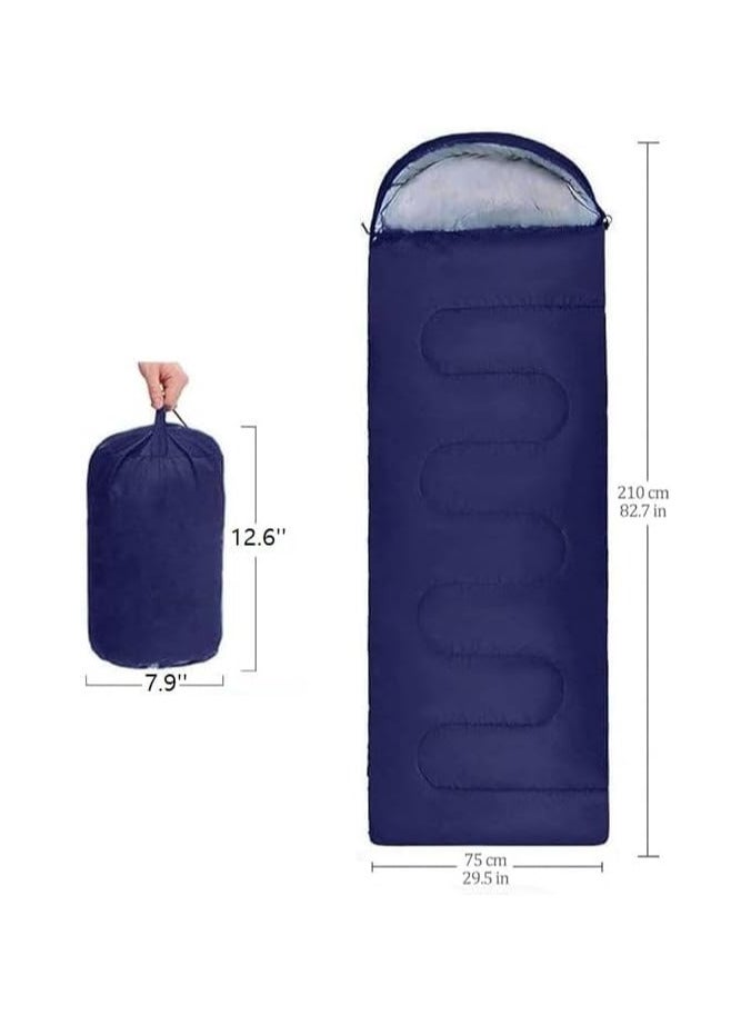 Sleeping Bags Camping with Compression Sack, Ultralight Backpacking Sleeping Bags with Zipper, Suitable for Warm & Cold Weather for Hiking, Traveling, Outdoor Adventure Blue