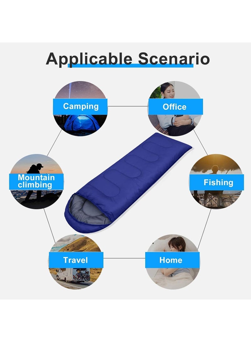 Sleeping Bags Camping with Compression Sack, Ultralight Backpacking Sleeping Bags with Zipper, Suitable for Warm & Cold Weather for Hiking, Traveling, Outdoor Adventure Blue