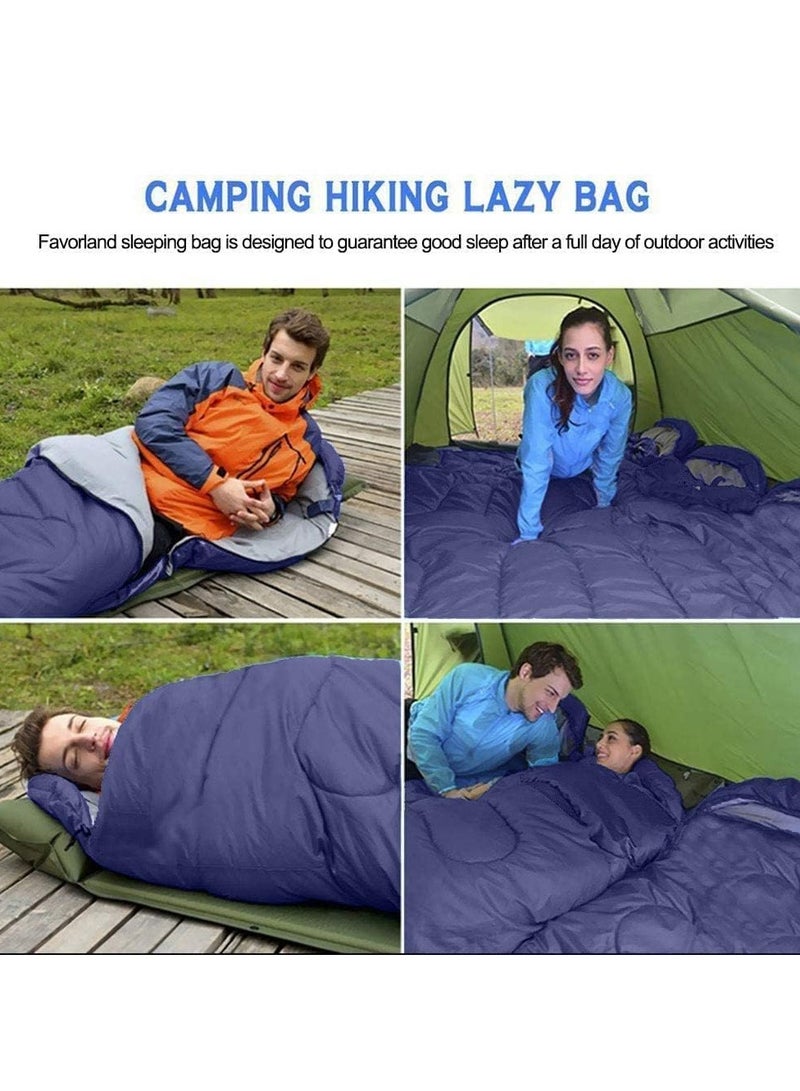 Sleeping Bags Camping with Compression Sack, Ultralight Backpacking Sleeping Bags with Zipper, Suitable for Warm & Cold Weather for Hiking, Traveling, Outdoor Adventure Blue