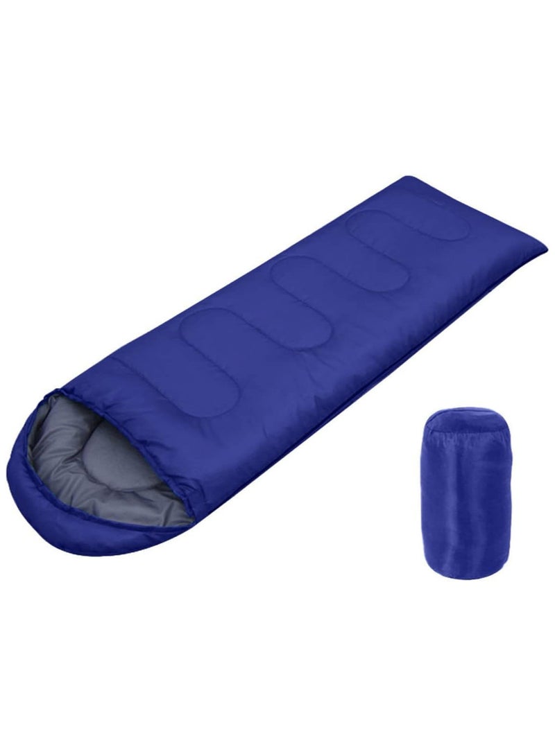 Sleeping Bags Camping with Compression Sack, Ultralight Backpacking Sleeping Bags with Zipper, Suitable for Warm & Cold Weather for Hiking, Traveling, Outdoor Adventure Blue