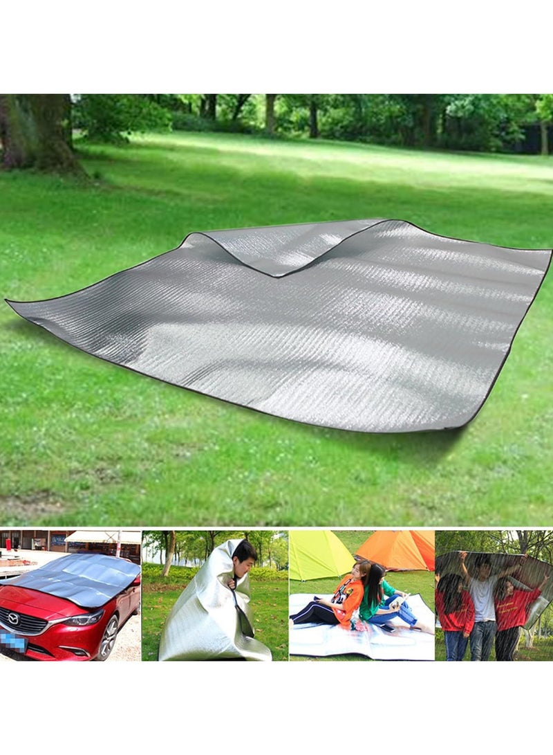 Camping Mat Foam Foil Blanket, Moisture-Proof Aluminum Foil Foam Pad Double-Sided Insulated Sleeping Pad Picnic Thermal Mat for Beach Hiking Reflecting Heat
