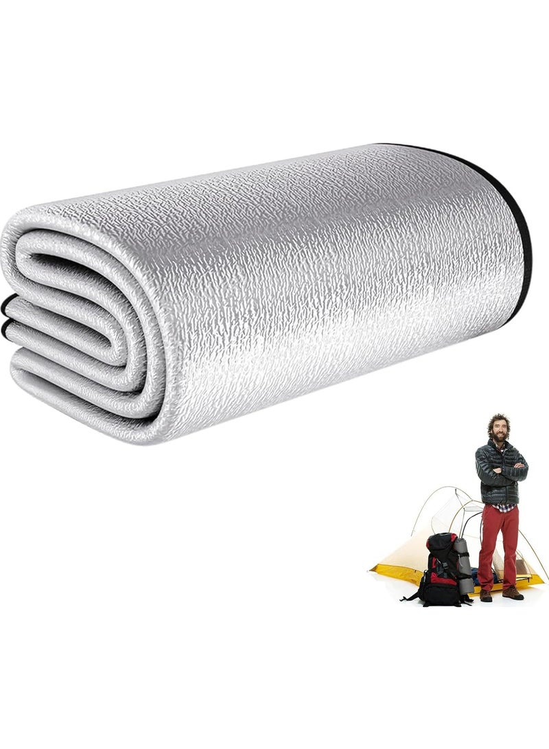 Camping Mat Foam Foil Blanket, Moisture-Proof Aluminum Foil Foam Pad Double-Sided Insulated Sleeping Pad Picnic Thermal Mat for Beach Hiking Reflecting Heat
