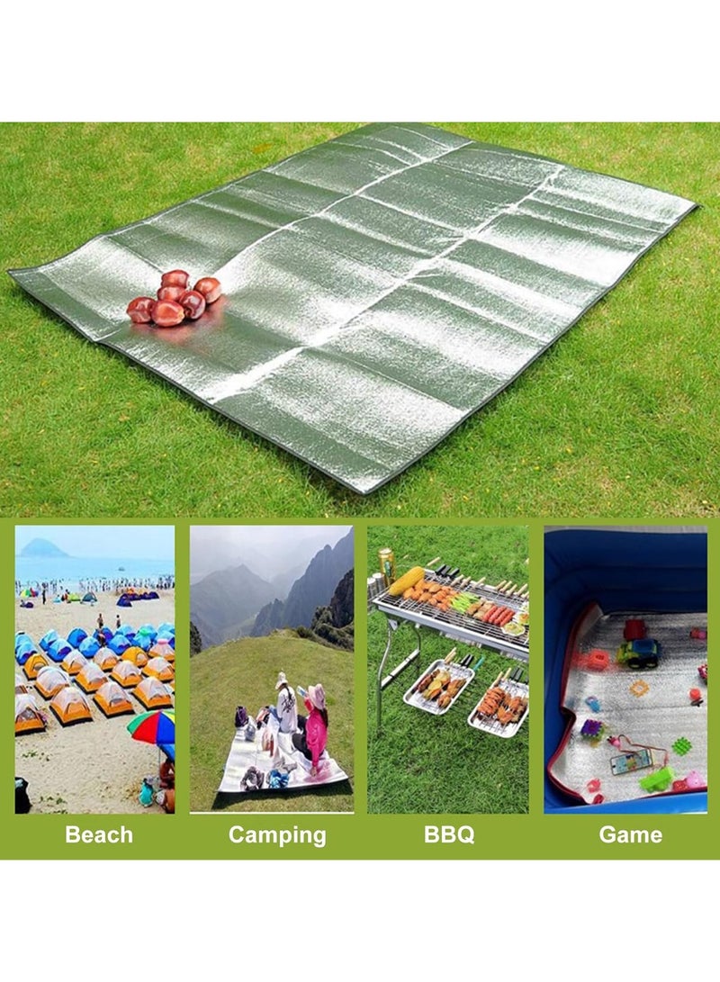 Camping Mat Foam Foil Blanket, Moisture-Proof Aluminum Foil Foam Pad Double-Sided Insulated Sleeping Pad Picnic Thermal Mat for Beach Hiking Reflecting Heat