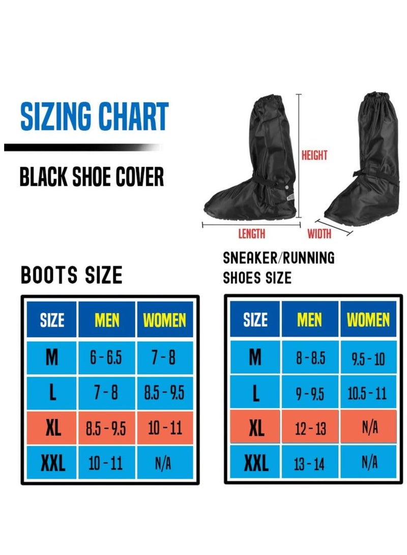 Reusable Boot Shoe Covers with Reflective Heels Zipper Elastic Bands Water Resistant Protective Non Slip Overshoes Cover for Rainy Days Outdoor Hiking Camping Fishing Cycling for Men Women