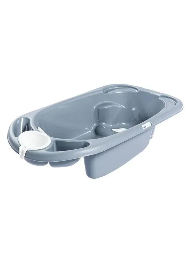 Baby Bagno Bath Tub - Gray, Bathtime For Baby, Soap And Sponge Trays, Shower Accessory, Support Feet, Plug To Drain The Water, From 0 To 12 Months, Made In Italy