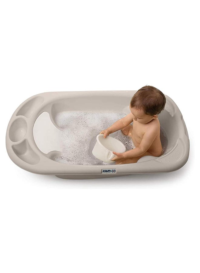 Baby Bagno Bath Tub - Brown , Bathtime For Baby, Soap And Sponge Trays, Shower Accessory, Support Feet, Plug To Drain The Water, From 0 To 12 Months, Made In Italy