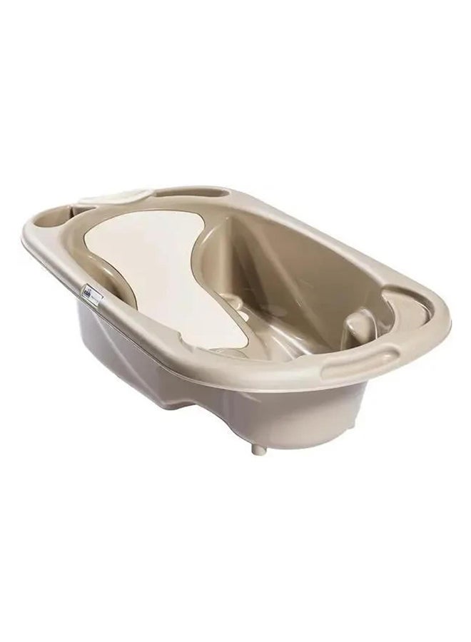 Baby Bagno Bath Tub - Brown , Bathtime For Baby, Soap And Sponge Trays, Shower Accessory, Support Feet, Plug To Drain The Water, From 0 To 12 Months, Made In Italy