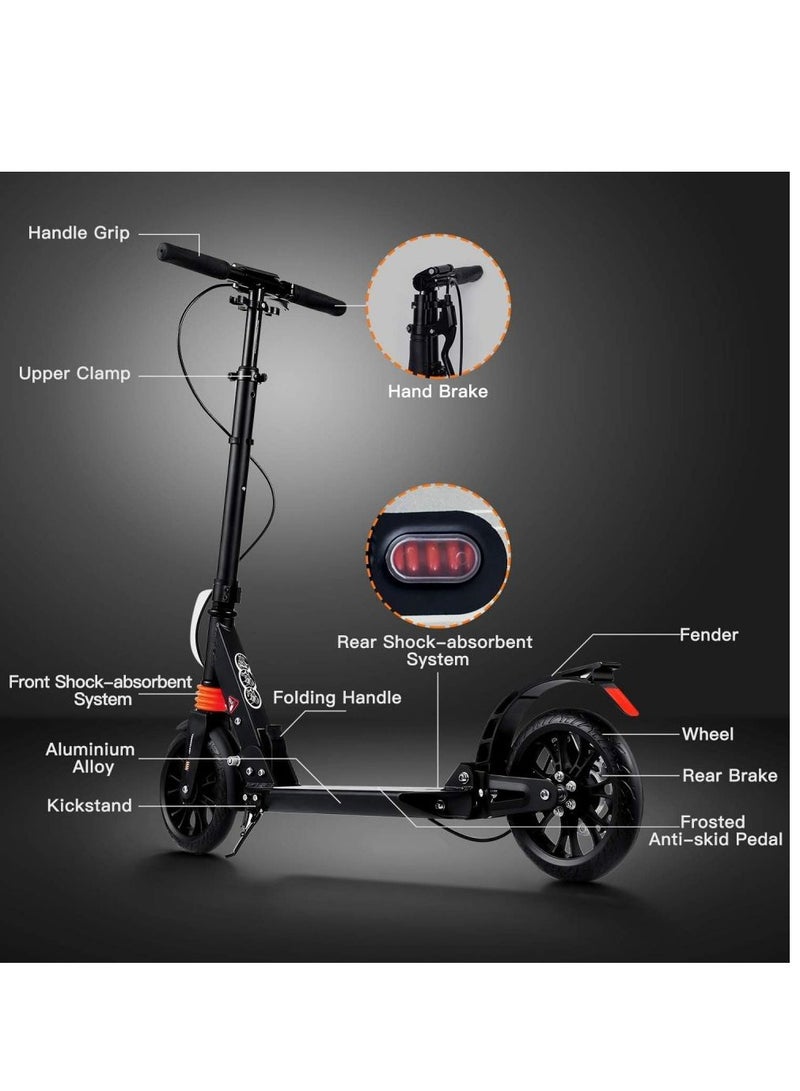 COOLBABY Urban Scooter Height-Adjustable Foldable Kick Scooter Dual Suspension Dual Brake Disc Brake Lightweight Aluminium Alloy 100 KG Max Load Big Wheels Scooter for Adults Teens Kids