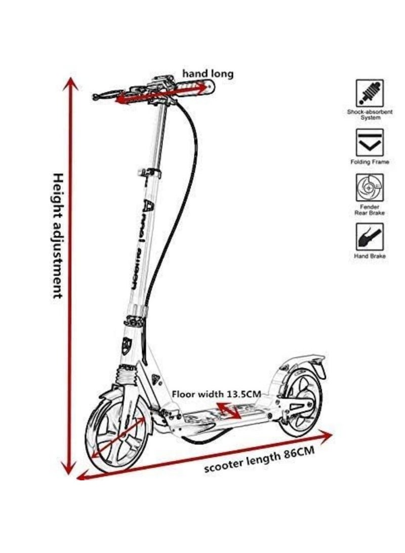 COOLBABY Urban Scooter Height-Adjustable Foldable Kick Scooter Dual Suspension Dual Brake Disc Brake Lightweight Aluminium Alloy 100 KG Max Load Big Wheels Scooter for Adults Teens Kids