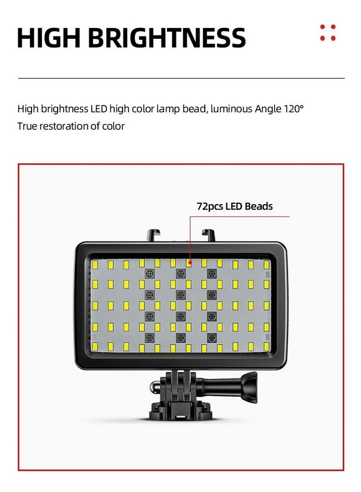 Jmary FM-72 IPX8 Waterproof RGB Video Fill Light with 3000 mAh Built-In Lithium Battery