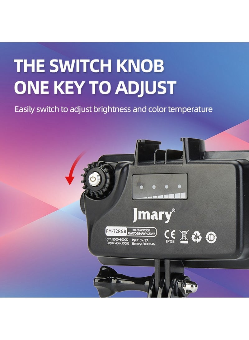 Jmary FM-72 IPX8 Waterproof RGB Video Fill Light with 3000 mAh Built-In Lithium Battery