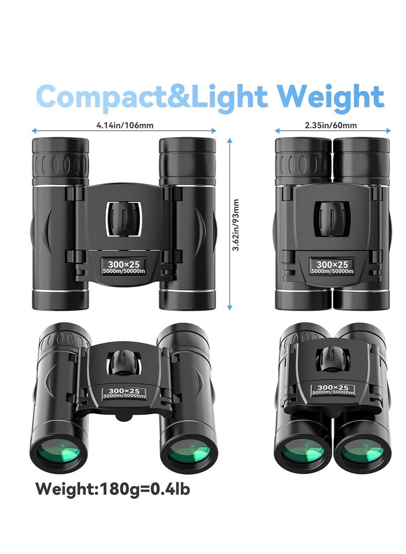 300x25 Binoculars for Adults and Kids, High Powered Mini Pocket Binoculars with Phone Adapter, Waterproof Compact Binoculars for Bird Watching, Hunting, Concert, Theater, Opera, Traveling, Sightseeing