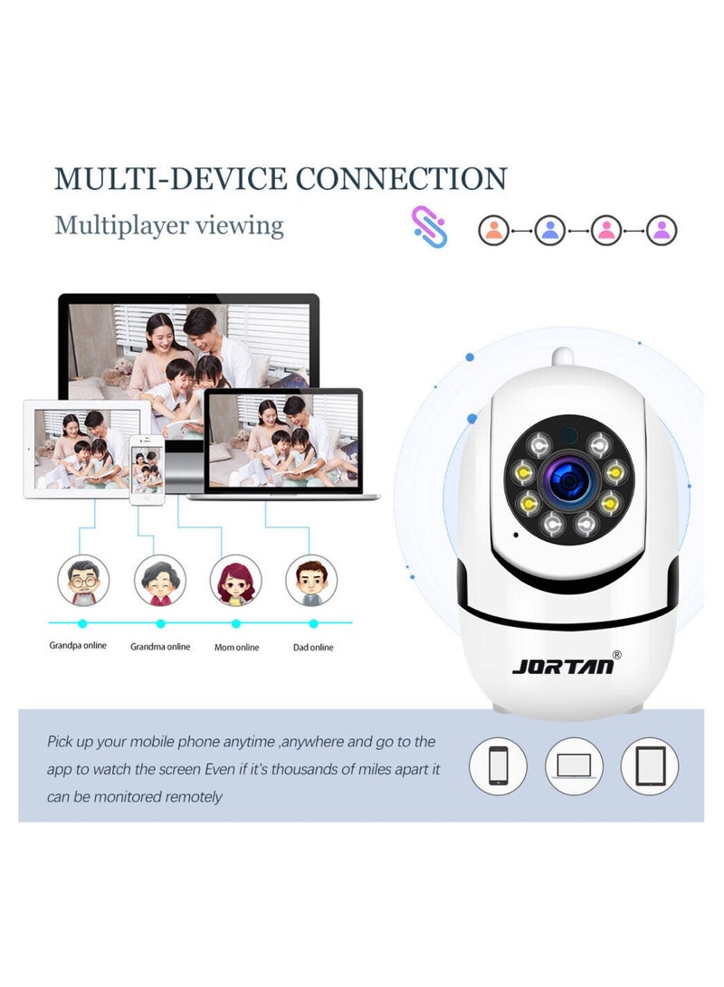 JORTAN 1080P Baby Camera, Baby Monitoring, IP44, Two-Way Talking, Motion Detection, Motion Tracking, Color Night Vision, 360° / 90° PTZ control, Indoor Security Camera., Baby Camera