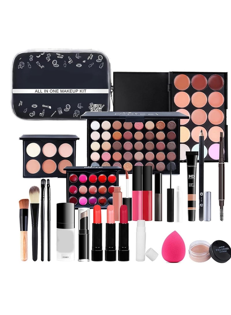 All-In-One Makeup Set,Professional Makeup Kit for Women Full Kit, Makeup Set Cosmetic Make Up Kit with Makeup Bag Include Eyeshadow Palette Makeup Brushes Set Lipstick Lip Gloss Foundation Concealer