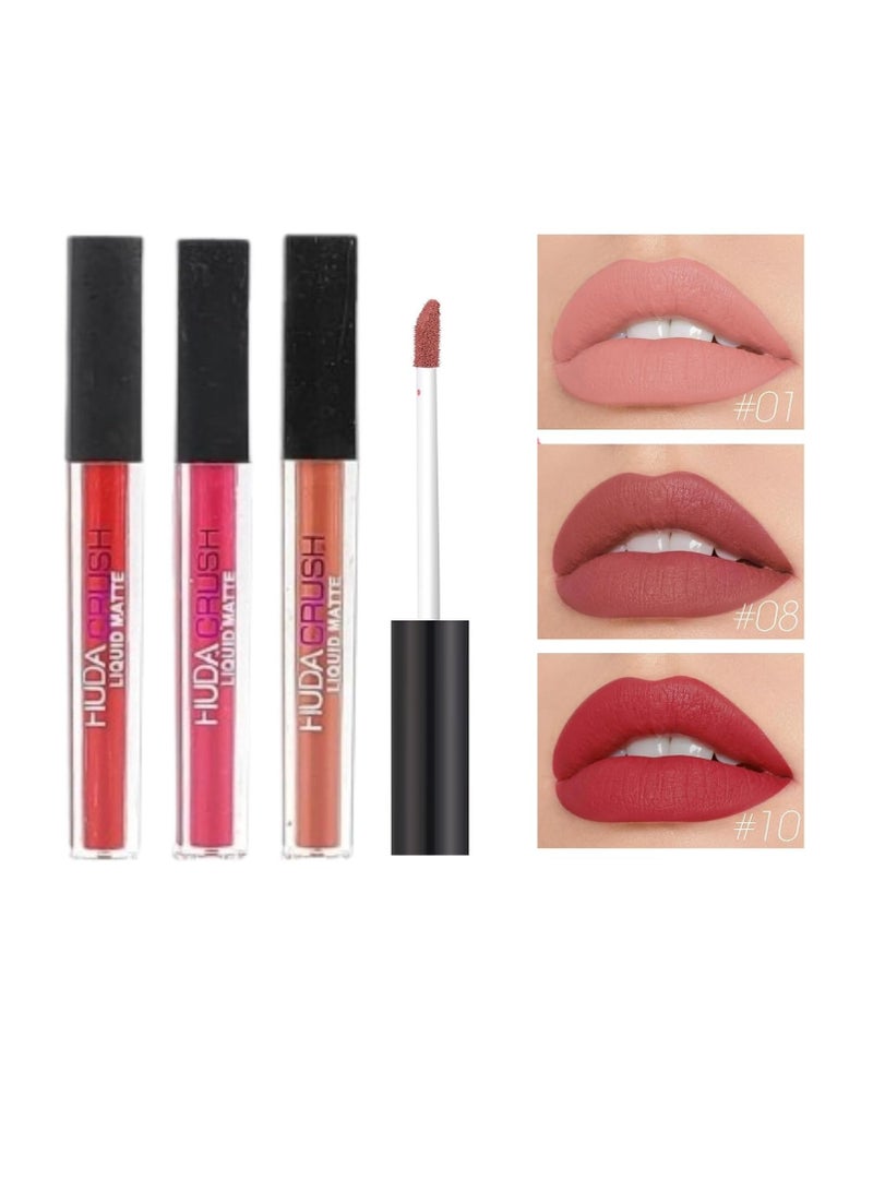Huda Crush Beauty Pack Of 12Pcs Matte Liquid Lipstick Makeup Set  Long Lasting Ultra Smooth Waterproof Multicolor Velvety Lips Gloss Make Up Gift Set For Girls