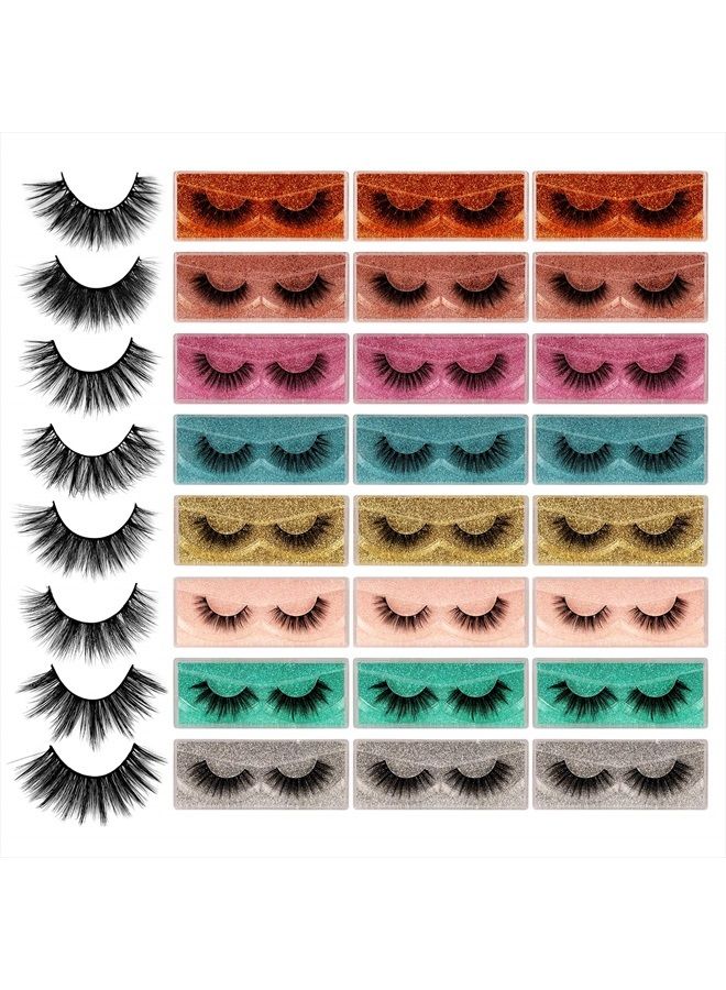 Lashes False Eyelashes Natural 3D Faux Mink Lashes 10 Pairs 10 Styles Fluffy Wispy Fake Eyelashes Dramatic Handmade Reusable Lashes Pack with 10 Portable Eyelash Boxes