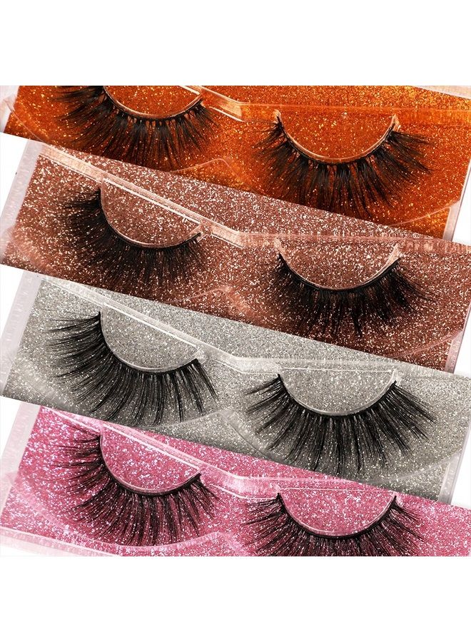 Lashes False Eyelashes Natural 3D Faux Mink Lashes 10 Pairs 10 Styles Fluffy Wispy Fake Eyelashes Dramatic Handmade Reusable Lashes Pack with 10 Portable Eyelash Boxes