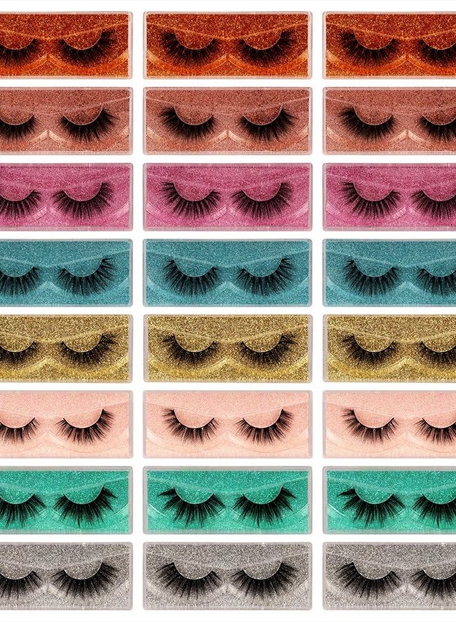 Lashes False Eyelashes Natural 3D Faux Mink Lashes 10 Pairs 10 Styles Fluffy Wispy Fake Eyelashes Dramatic Handmade Reusable Lashes Pack with 10 Portable Eyelash Boxes