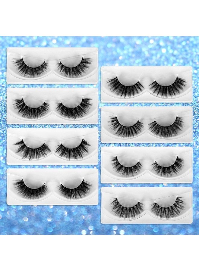 Lashes False Eyelashes Natural 3D Faux Mink Lashes 10 Pairs 10 Styles Fluffy Wispy Fake Eyelashes Dramatic Handmade Reusable Lashes Pack with 10 Portable Eyelash Boxes