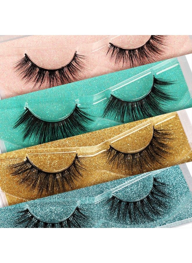 Lashes False Eyelashes Natural 3D Faux Mink Lashes 10 Pairs 10 Styles Fluffy Wispy Fake Eyelashes Dramatic Handmade Reusable Lashes Pack with 10 Portable Eyelash Boxes