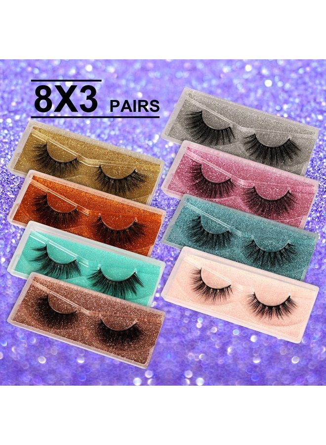 Lashes False Eyelashes Natural 3D Faux Mink Lashes 10 Pairs 10 Styles Fluffy Wispy Fake Eyelashes Dramatic Handmade Reusable Lashes Pack with 10 Portable Eyelash Boxes