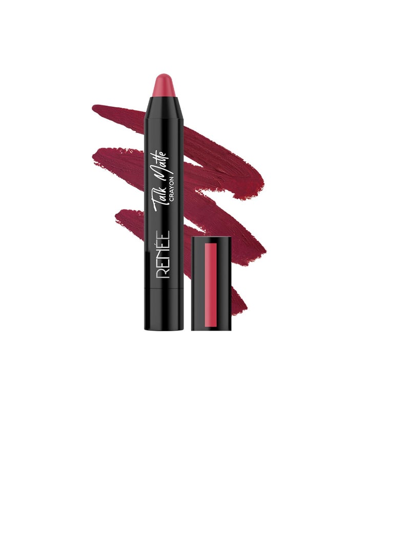 RENEE Talk Matte Crayon Lipstick Pink Thunder 4.5g Hydrating and Long Lasting Matte Lip Color Enriched with Vitamin E Jojoba Oil and Cocoa Butter