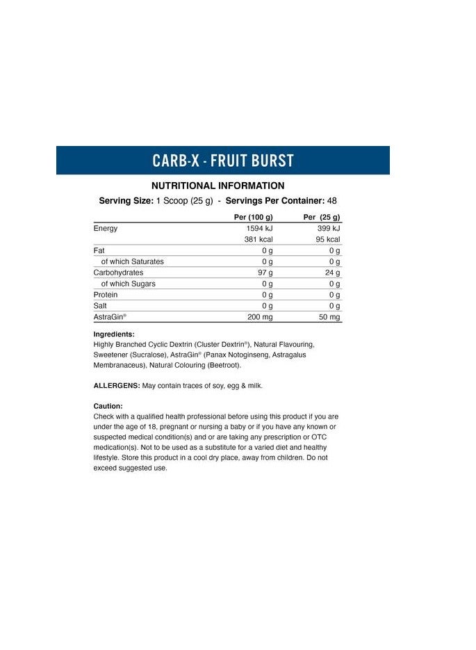 Carb X, Orange Burst, 1.2 Kg, 24g Carbs , 0g Fat , 0g Sugar