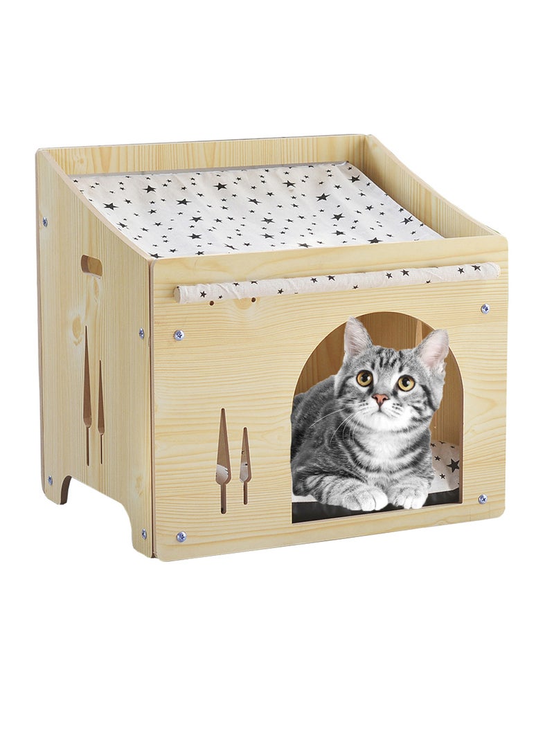 Wooden Pet House Cat Nest Universal Enclosed Cat House Hidden Cat Cave Cat Cage Cat Climbing Frame Cat Box Cabinet Cat Hideaway Wood Cabinet Indoor Pet House