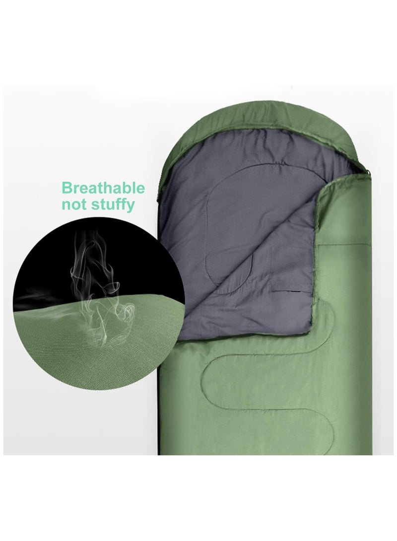 Sleeping Bags Camping with Compression Sack, Ultralight Backpacking Sleeping Bags with Zipper, Suitable for Warm & Cold Weather for Hiking, Traveling, Outdoor Adventure Green