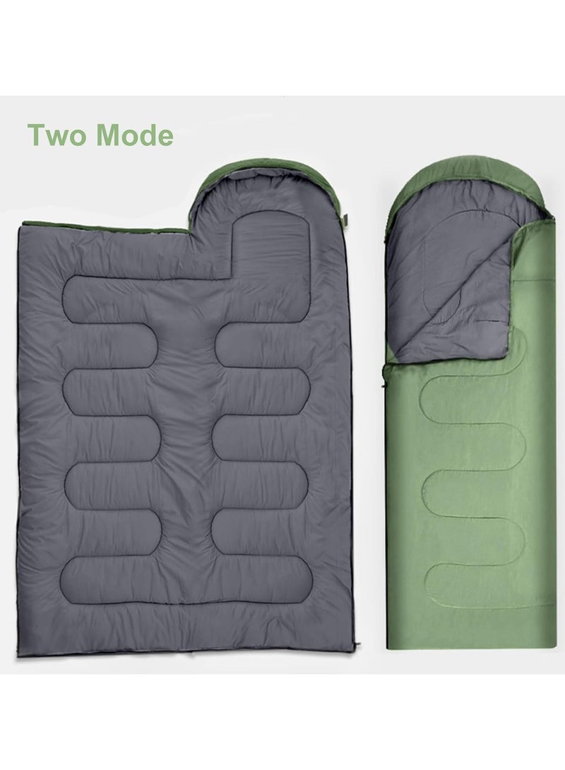 Sleeping Bags Camping with Compression Sack, Ultralight Backpacking Sleeping Bags with Zipper, Suitable for Warm & Cold Weather for Hiking, Traveling, Outdoor Adventure Green