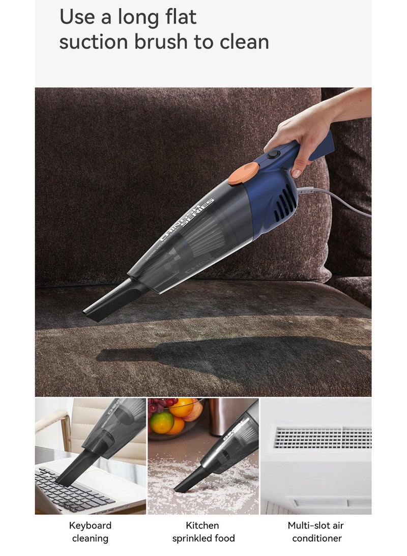 Pro 2-in-1 Handheld Vacuum Cleaner 15kPa Strong Suction Powerful Lightweight/5M Power Cable | HEPA Filtration Upright & Handheld Dual-Usage Transparent Dust Cup & Hook Design - 1.2 L 600 W DX118C-PRO Blue