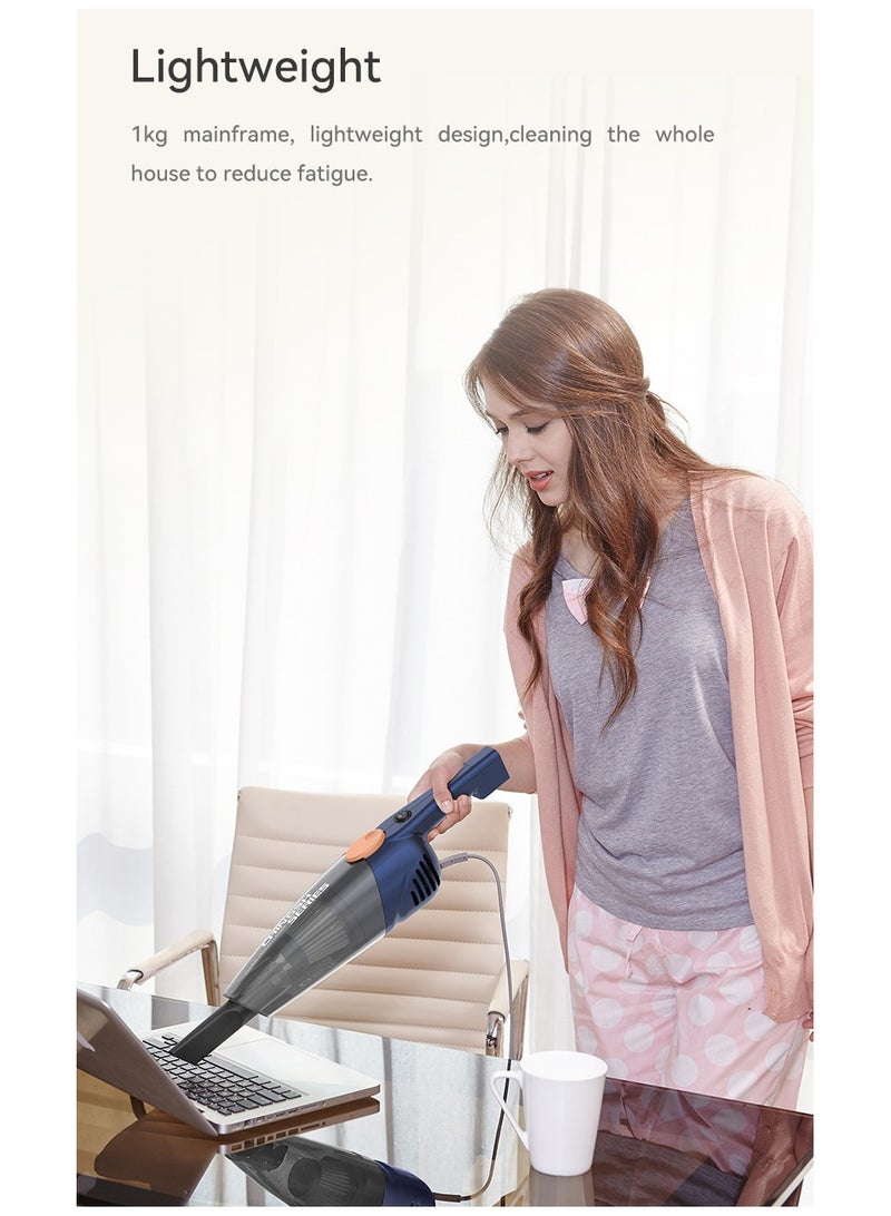 Pro 2-in-1 Handheld Vacuum Cleaner 15kPa Strong Suction Powerful Lightweight/5M Power Cable | HEPA Filtration Upright & Handheld Dual-Usage Transparent Dust Cup & Hook Design - 1.2 L 600 W DX118C-PRO Blue