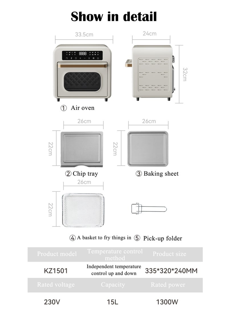 15L Large Capacity Air Fryer Electric Oven Household Integrated Baking Oven